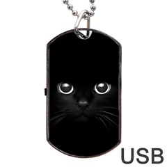 Black Cat Face Dog Tag Usb Flash (two Sides) by Cemarart