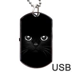 Black Cat Face Dog Tag USB Flash (Two Sides) Front