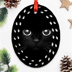 Black Cat Face Oval Filigree Ornament (two Sides) by Cemarart