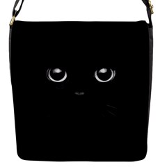 Black Cat Face Flap Closure Messenger Bag (s) by Cemarart