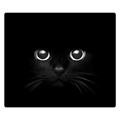 Black Cat Face Two Sides Premium Plush Fleece Blanket (small) by Cemarart