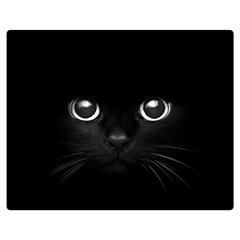 Black Cat Face Two Sides Premium Plush Fleece Blanket (medium) by Cemarart