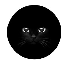 Black Cat Face Mini Round Pill Box by Cemarart