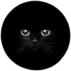 Black Cat Face Wooden Puzzle Round by Cemarart