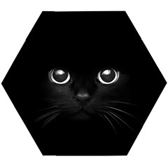 Black Cat Face Wooden Puzzle Hexagon by Cemarart