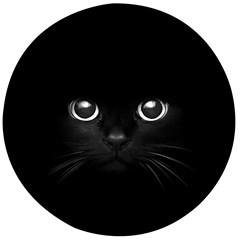 Black Cat Face Wooden Bottle Opener (round) by Cemarart