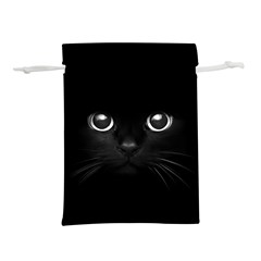 Black Cat Face Lightweight Drawstring Pouch (l) by Cemarart