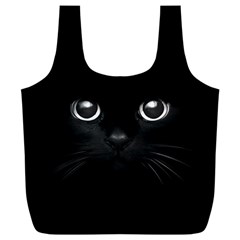 Black Cat Face Full Print Recycle Bag (xxxl) by Cemarart