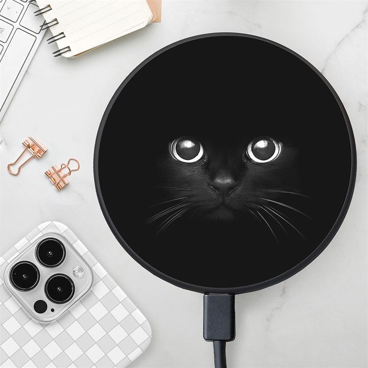 Black Cat Face Wireless Fast Charger(Black)