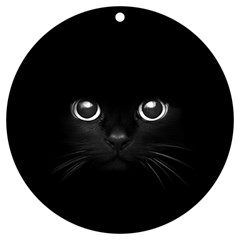 Black Cat Face Uv Print Acrylic Ornament Round by Cemarart