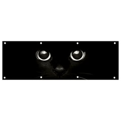 Black Cat Face Banner And Sign 9  X 3  by Cemarart