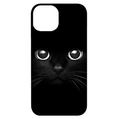 Black Cat Face Iphone 14 Black Uv Print Case by Cemarart