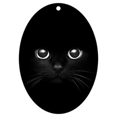 Black Cat Face Uv Print Acrylic Ornament Oval by Cemarart