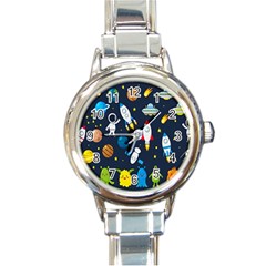 Big Set Cute Astronauts Space Planets Stars Aliens Rockets Ufo Constellations Satellite Moon Rover Round Italian Charm Watch by Cemarart