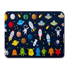 Big Set Cute Astronauts Space Planets Stars Aliens Rockets Ufo Constellations Satellite Moon Rover Small Mousepad by Cemarart