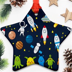 Big Set Cute Astronauts Space Planets Stars Aliens Rockets Ufo Constellations Satellite Moon Rover Ornament (star) by Cemarart