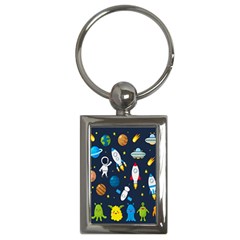 Big Set Cute Astronauts Space Planets Stars Aliens Rockets Ufo Constellations Satellite Moon Rover Key Chain (rectangle) by Cemarart