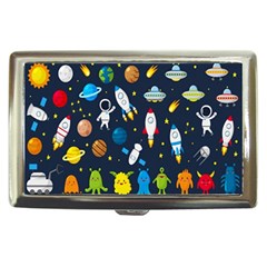 Big Set Cute Astronauts Space Planets Stars Aliens Rockets Ufo Constellations Satellite Moon Rover Cigarette Money Case by Cemarart