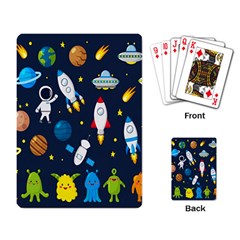 Big Set Cute Astronauts Space Planets Stars Aliens Rockets Ufo Constellations Satellite Moon Rover Playing Cards Single Design (rectangle) by Cemarart