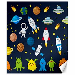 Big Set Cute Astronauts Space Planets Stars Aliens Rockets Ufo Constellations Satellite Moon Rover Canvas 20  X 24  by Cemarart