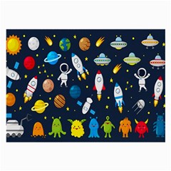 Big Set Cute Astronauts Space Planets Stars Aliens Rockets Ufo Constellations Satellite Moon Rover Large Glasses Cloth by Cemarart