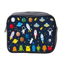 Big Set Cute Astronauts Space Planets Stars Aliens Rockets Ufo Constellations Satellite Moon Rover Mini Toiletries Bag (two Sides) by Cemarart