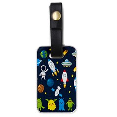 Big Set Cute Astronauts Space Planets Stars Aliens Rockets Ufo Constellations Satellite Moon Rover Luggage Tag (one Side) by Cemarart