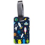 Big Set Cute Astronauts Space Planets Stars Aliens Rockets Ufo Constellations Satellite Moon Rover Luggage Tag (two sides) Back