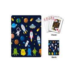 Big Set Cute Astronauts Space Planets Stars Aliens Rockets Ufo Constellations Satellite Moon Rover Playing Cards Single Design (mini) by Cemarart