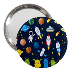 Big Set Cute Astronauts Space Planets Stars Aliens Rockets Ufo Constellations Satellite Moon Rover 3  Handbag Mirrors by Cemarart