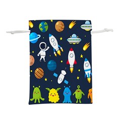 Big Set Cute Astronauts Space Planets Stars Aliens Rockets Ufo Constellations Satellite Moon Rover Lightweight Drawstring Pouch (l) by Cemarart