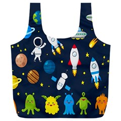 Big Set Cute Astronauts Space Planets Stars Aliens Rockets Ufo Constellations Satellite Moon Rover Full Print Recycle Bag (xxxl) by Cemarart