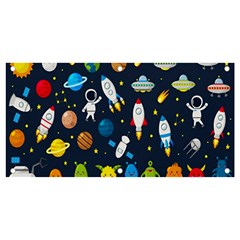 Big Set Cute Astronauts Space Planets Stars Aliens Rockets Ufo Constellations Satellite Moon Rover Banner And Sign 4  X 2  by Cemarart