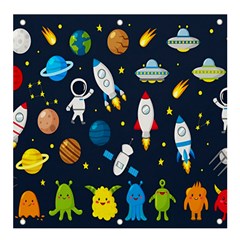 Big Set Cute Astronauts Space Planets Stars Aliens Rockets Ufo Constellations Satellite Moon Rover Banner And Sign 4  X 4  by Cemarart