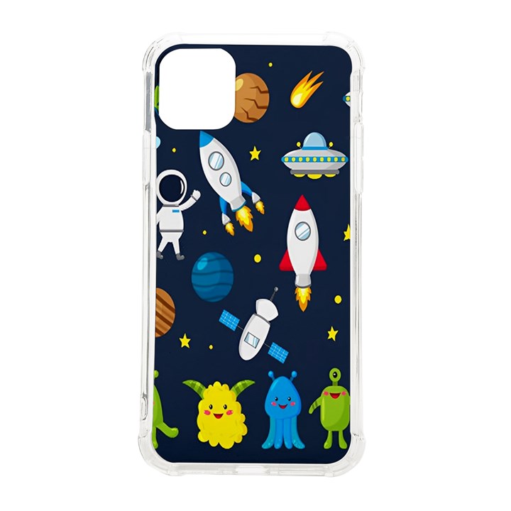 Big Set Cute Astronauts Space Planets Stars Aliens Rockets Ufo Constellations Satellite Moon Rover iPhone 11 Pro Max 6.5 Inch TPU UV Print Case