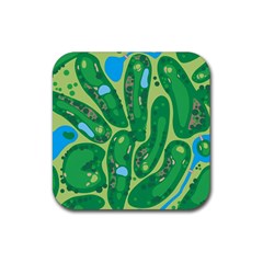 Golf Course Par Golf Course Green Rubber Coaster (square) by Cemarart