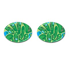 Golf Course Par Golf Course Green Cufflinks (oval) by Cemarart