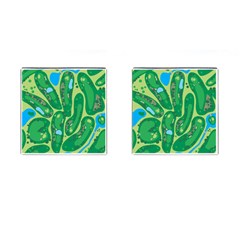 Golf Course Par Golf Course Green Cufflinks (square) by Cemarart