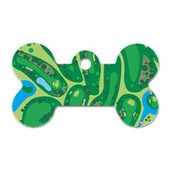 Golf Course Par Golf Course Green Dog Tag Bone (two Sides) by Cemarart