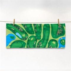 Golf Course Par Golf Course Green Hand Towel by Cemarart