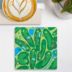 Golf Course Par Golf Course Green Uv Print Square Tile Coaster  by Cemarart