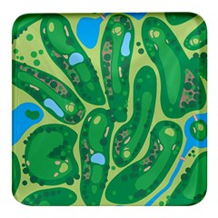 Golf Course Par Golf Course Green Square Glass Fridge Magnet (4 Pack) by Cemarart