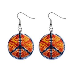 Tie Dye Peace Sign Mini Button Earrings by Cemarart