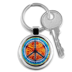 Tie Dye Peace Sign Key Chain (round) by Cemarart