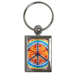 Tie Dye Peace Sign Key Chain (rectangle) by Cemarart