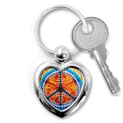 Tie Dye Peace Sign Key Chain (heart) by Cemarart