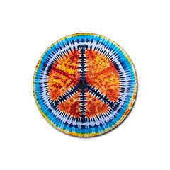 Tie Dye Peace Sign Rubber Coaster (round) by Cemarart