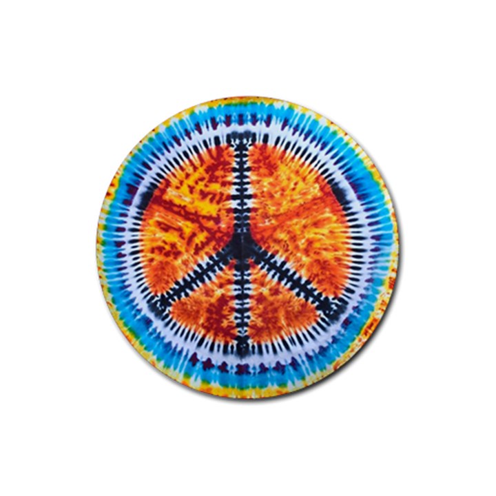 Tie Dye Peace Sign Rubber Round Coaster (4 pack)