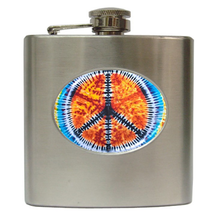 Tie Dye Peace Sign Hip Flask (6 oz)