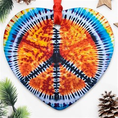 Tie Dye Peace Sign Heart Ornament (two Sides) by Cemarart